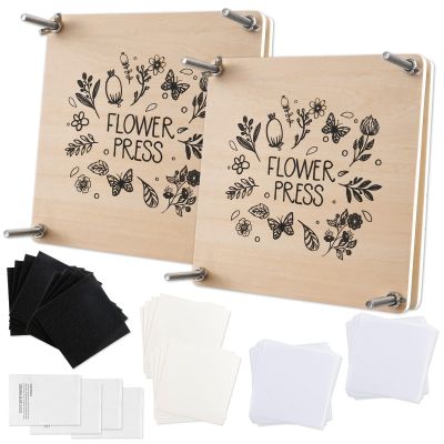 2 Pcs Flower Press Kit Innovative Flower Preservation Kit DIY Flowers Pressing Art Supplies for Adults to Making Dried Floret & Press Floret Arts Good Surprise for Women and Crafts Lovers(Log color)