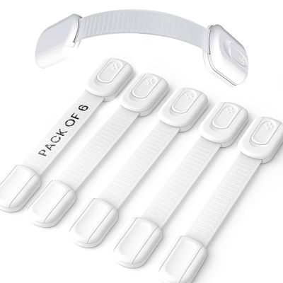 6 Pack Child Proof Cabinet Locks - No Screws & Magnets Needed - Cabinet Locks Baby Proofing with Strong 3M Adhesive Latches for Drawers, Furniture, Ovens, Toilet Seats, Trash Cans, Microwaves (White)