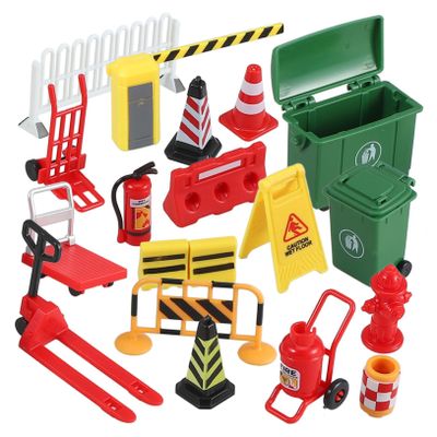 Abaodam 1set Miniature Traffic Cones and Road Sign Playset Educational Simulation Props for Boys and Girls Encourages Traffic Safety Awareness and Learning for Classroom and Sand Table