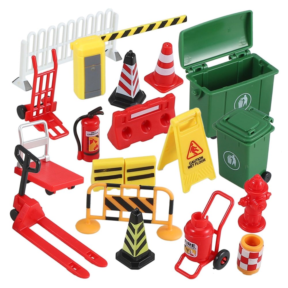 Abaodam 1set Miniature Traffic Cones and Road Sign Playset Educational Simulation Props for Boys and Girls Encourages Traffic Safety Awareness and Learning for Classroom and Sand Table