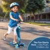 Blue 3 Wheel Scooter with Seat for Kids, Light-Up Wheels, Adjustable Lean to Steer Handlebar and Seat, Smooth Wheels, Wide No-Slip Deck, Rear Foot Brake, Toddler Outdoor Toys for Ages 2+ view 2