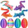 Ivrmtal 4PCS 3D Printed Dragon Eggs with Dragon Inside, 3D Printing Animals Fidget Dragon Toys for Kids & Adults Articulated Crystal Dinosaur Eggs Easter Basket Stuffers Easter Eggs for Kids view 1