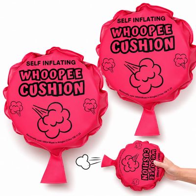 4E's Novelty 2-Pack Large Whoopee Cushions, 7-Inch Self-Inflating Whoopie Cushion for Kids & Adults, Durable Whoopee Cushion Toy, Pink Whoopie Pillows for Kids Prank for Party, Prank Cushion Toys