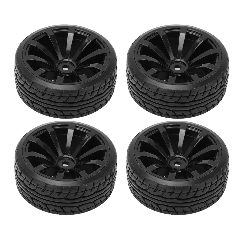 1/10 RC Drift Car Tires - Hard Rubber Tire Set for TT02 - Enhanced Road Support and Durability Stable and Driving Black (4PCS