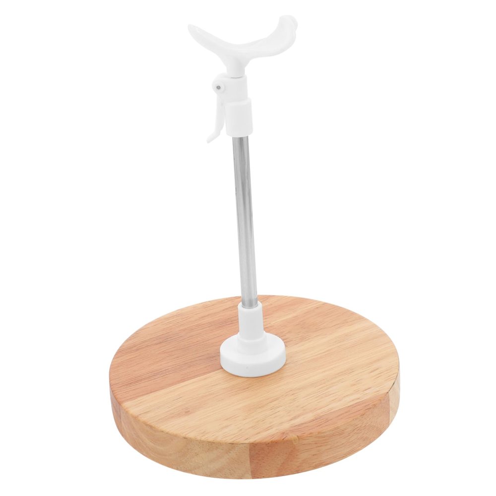 Yardwe Adjustable Doll Stand Doll Displaying Stand Stable Wooden Storage Shelf