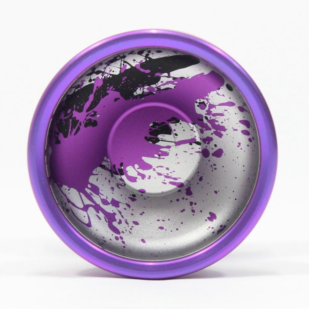 W1LD (Worldwide 1nnovative Leading Design) Milder Yo-Yo - Bi-Metal 6061+Titanium Rim YoYo (Silver Purple Black Splash with Purple Rim)