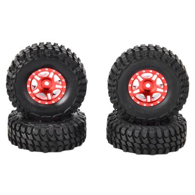 1in RC Car Tire Rubber Vehicle Wheels Crawler Tires for Axial SCX24 90081 AXI00001 AXI00002 (Red)
