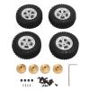 55mm Front Rear Rubber Tires 5 Spoke Metal Wheel Rim for Axial SCX24 1/24 RC Car Strong Counterweight Coupler (Silver) view 1