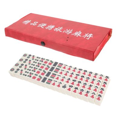 BCOATH Mini Mahjong Set Travel Portable Chinese Tiles Game Dice Mahjong Tile Game for Home Travel