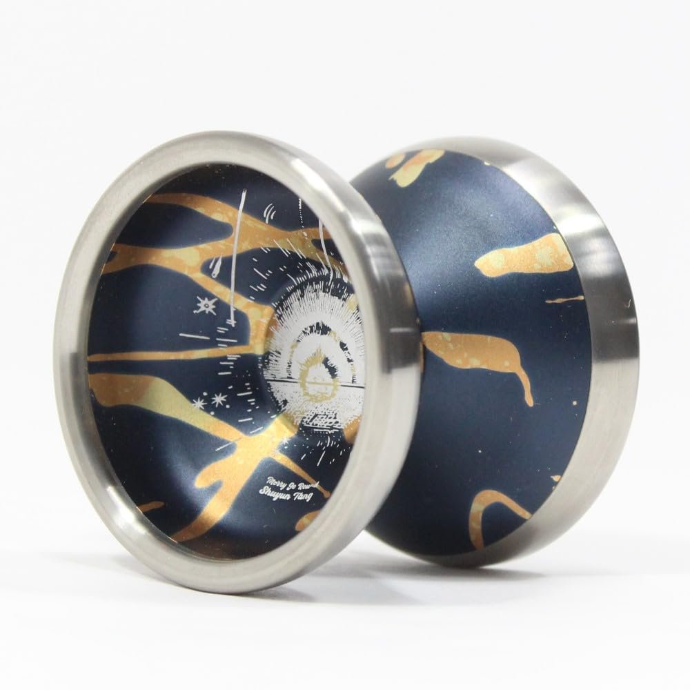 W1LD (Worldwide 1nnovative Leading Design) Milder Yo-Yo - Bi-Metal 6061+Titanium Rim YoYo (Merry Go Round- Navy Orange Splash)
