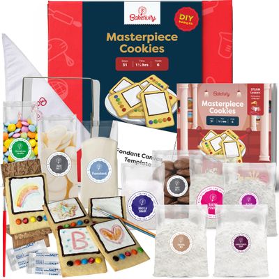 Baketivity Masterpiece Cookies Kids Baking Kit - Cooking Kit for Kids with Premeasured Ingredients, Step by Step Instructions, Paint Brushes, Art Lessons - Baking Set for Girls, Boys Ages 6-12