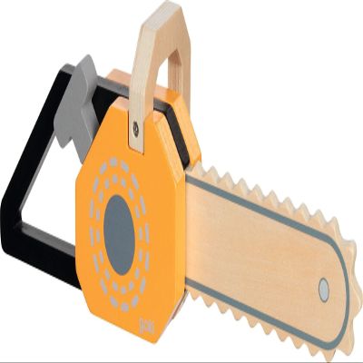 goki 58323 Wooden Chainsaw with Sound Function - Toy Tool with Retraction Snaker for Small Building Professionals from 3 Years