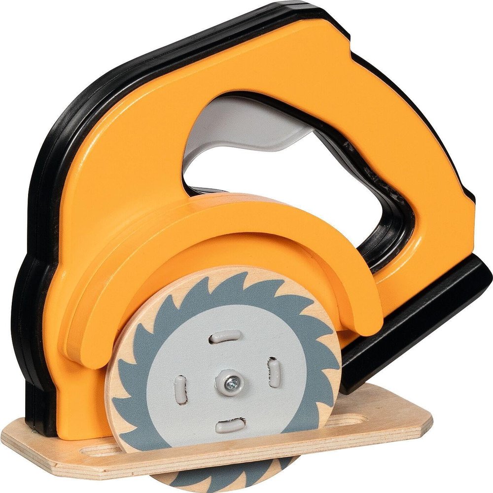 goki 58322 - Wooden Hand Circular Saw with Function - Toy Tool for Small Builders from 3 Years - Made for Kids Who Build