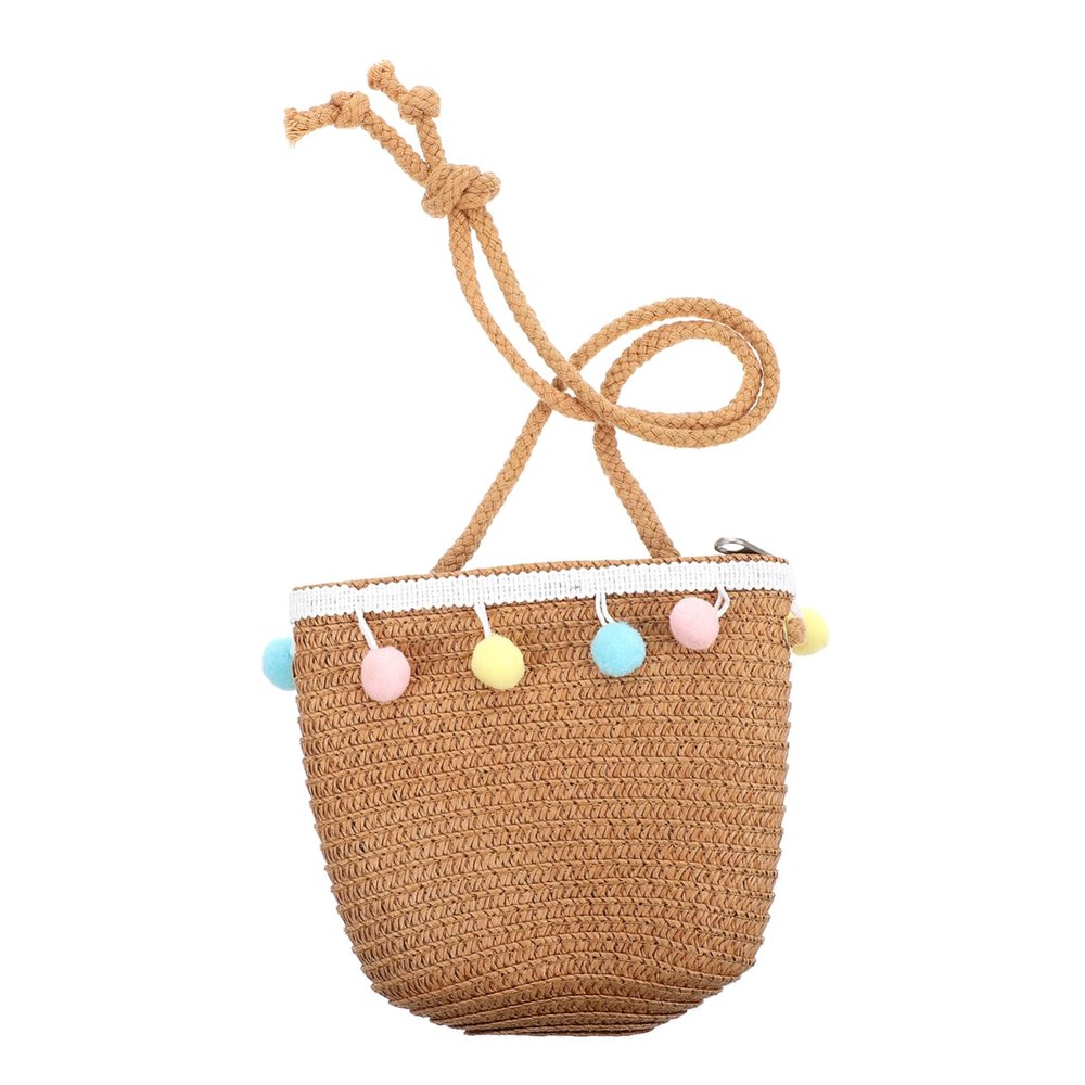 LIOOBO Boys and Girls Straw Bag Beach Party Bag Woven Summer Handbag Boho Purse for Boy Girl
