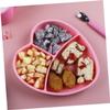 Garneck Silicone Suction Plate Heart Shaped Feeding Dish for Boy Girl Microwave Safe and Easy to Clean for Boy Girl Mealtime Training Pink view 3