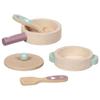 goki 51459 - Kitchen Love Cooking Set - 5-Piece Wooden Play Kitchen Set with Pan, Pot with Lid, Cooking Spoon and Spatula view 2