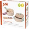 goki 51459 - Kitchen Love Cooking Set - 5-Piece Wooden Play Kitchen Set with Pan, Pot with Lid, Cooking Spoon and Spatula view 4
