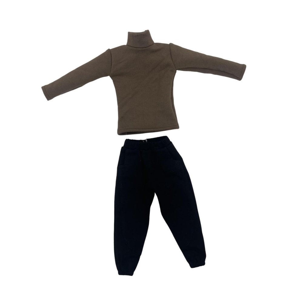1:6 Male Doll Clothes Turtleneck Sweater and Pants Clothing Model for 12inch Male Doll Figures, Dark Brown