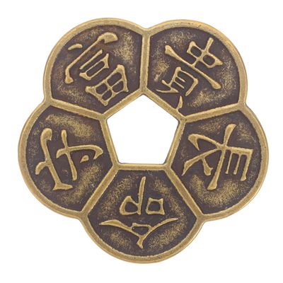 LIOOBO I-Ching Chinese Feng Shui Coin Fortune Good Luck Coins Traditional Brass Ancient Chinese Dynasty Time Novelty Good Lucky Charms for Wealth and Success