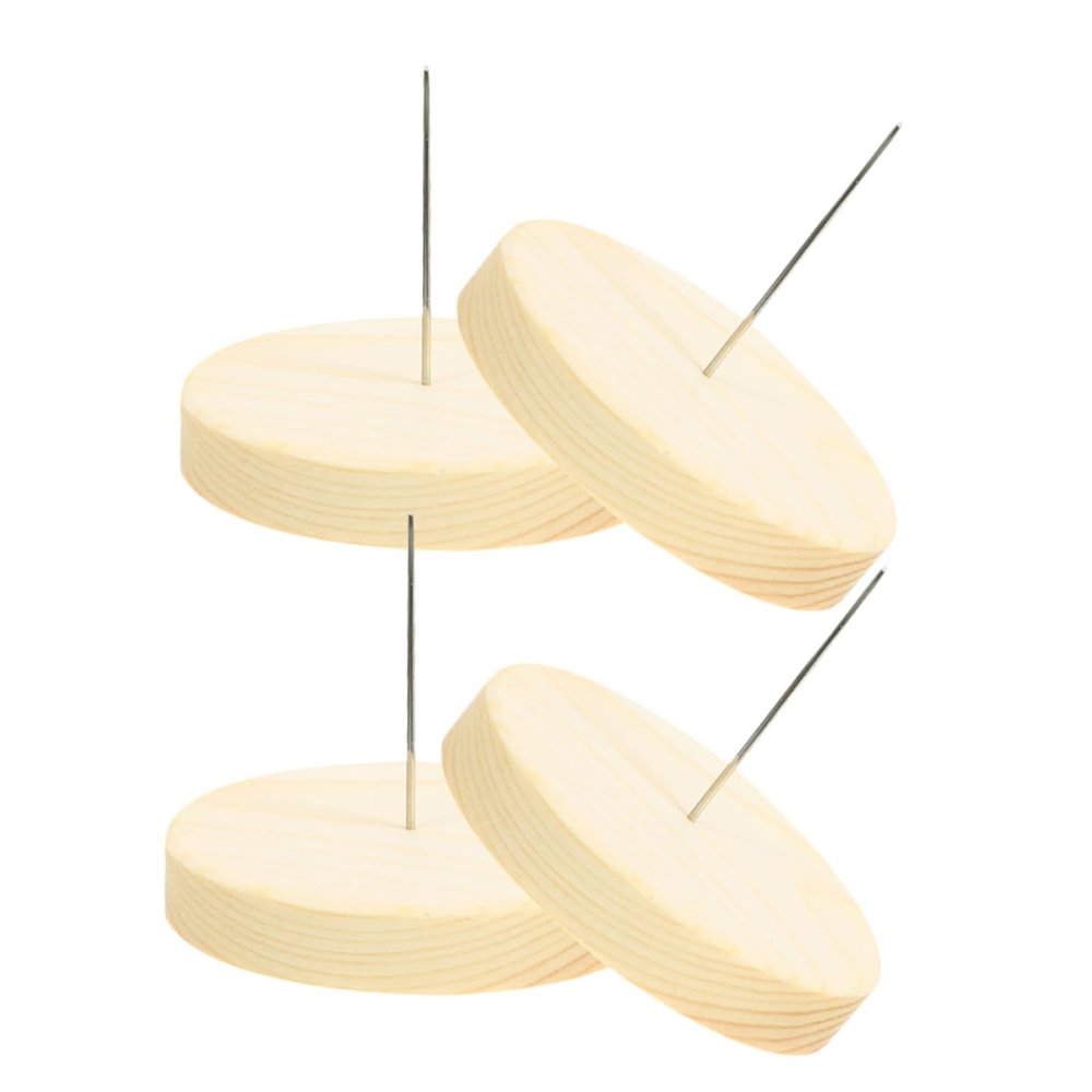 Anneome 4pcs Wooden Needle Stand for Felting Dolls Display Holder Solid Base Short Needle Doll Stand for Crochet Animal Figures and Projects