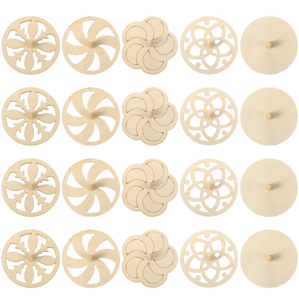 DOITOOL Wooden Spinning Tops: 20PCS Unfinished Spinning Tops DIY Kids Painting Toys for Children to Paint Craft Supplies