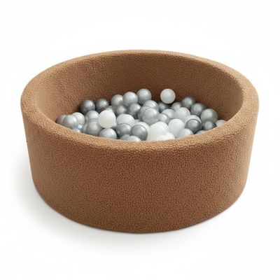 Foam Ball Pit for Toddlers - 36.5" x 13.2" Toddler Ball Pit (Includes 150 Balls),100% Cotton Cover & High-Resilience Memory Foam, Machine Washable, Foldable for Indoor/Outdoor (Brown)