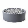 Foam Ball Pit for Toddlers - 36.5" x 13.2" Toddler Ball Pit (Includes 150 Balls),100% Cotton Cover & High-Resilience Memory Foam, Machine Washable, Foldable for Indoor/Outdoor (Grey) view 1