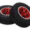 55mm Front Rear Rubber Tires 5 Spoke Metal Wheel Rims Set AXIAL SCX24 1/24 RC Car (Red) view 3