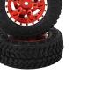 55mm Front Rear Rubber Tires 5 Spoke Metal Wheel Rims Set AXIAL SCX24 1/24 RC Car (Red) view 4