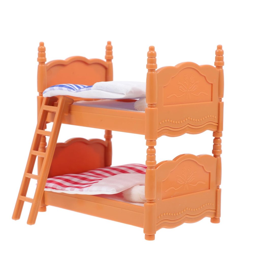 DOITOOL Dollhouse Bunk Beds, Doll House Furniture Dollhouse Decoration Accessories Simulation Doll House Miniature Bunk Bed DIY Dolls Beds