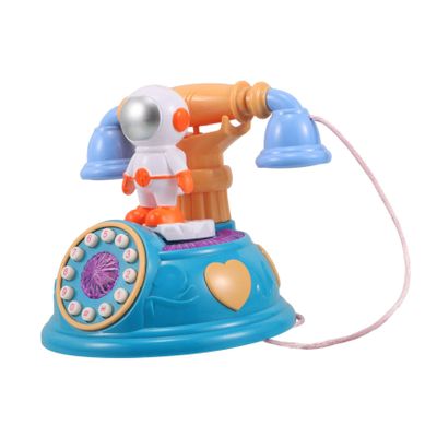 HEMOTON Vintage Astronaut Rotary Phone for Interactive Early Education Cartoon with Lights Music for Present for One Year Old Girl and Boy