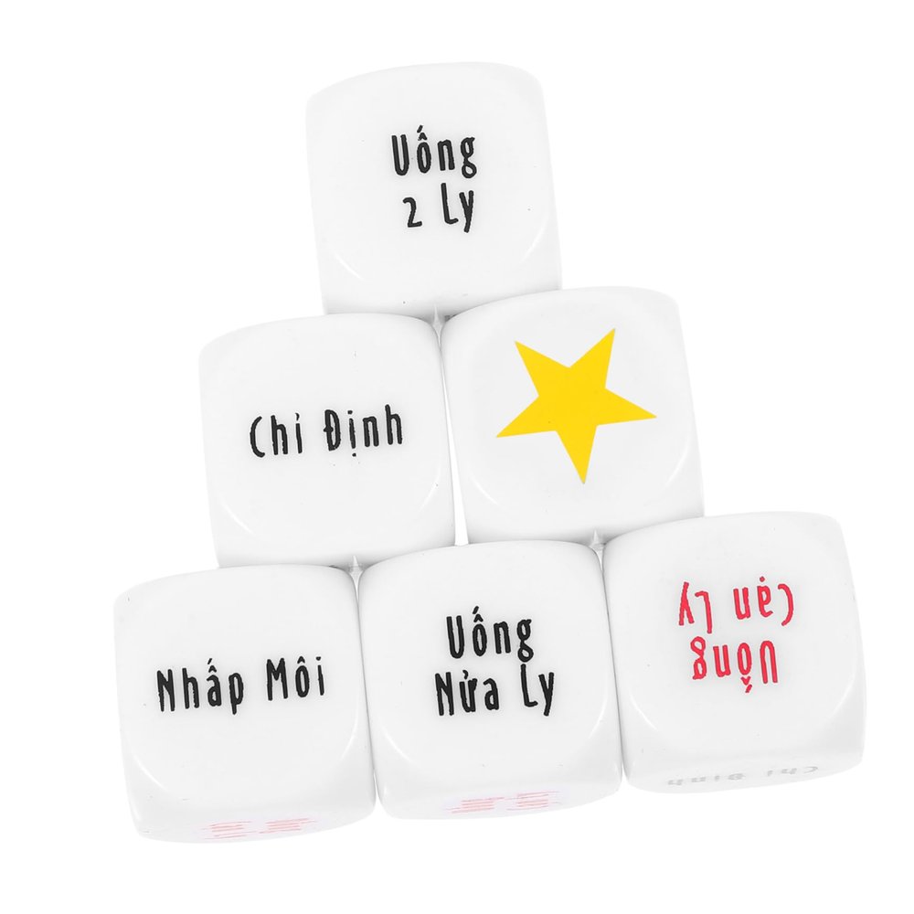 LIOOBO 6pcs Party Game Dices Vietnamese Drinking Dices Acrylic Dice for Bar Games