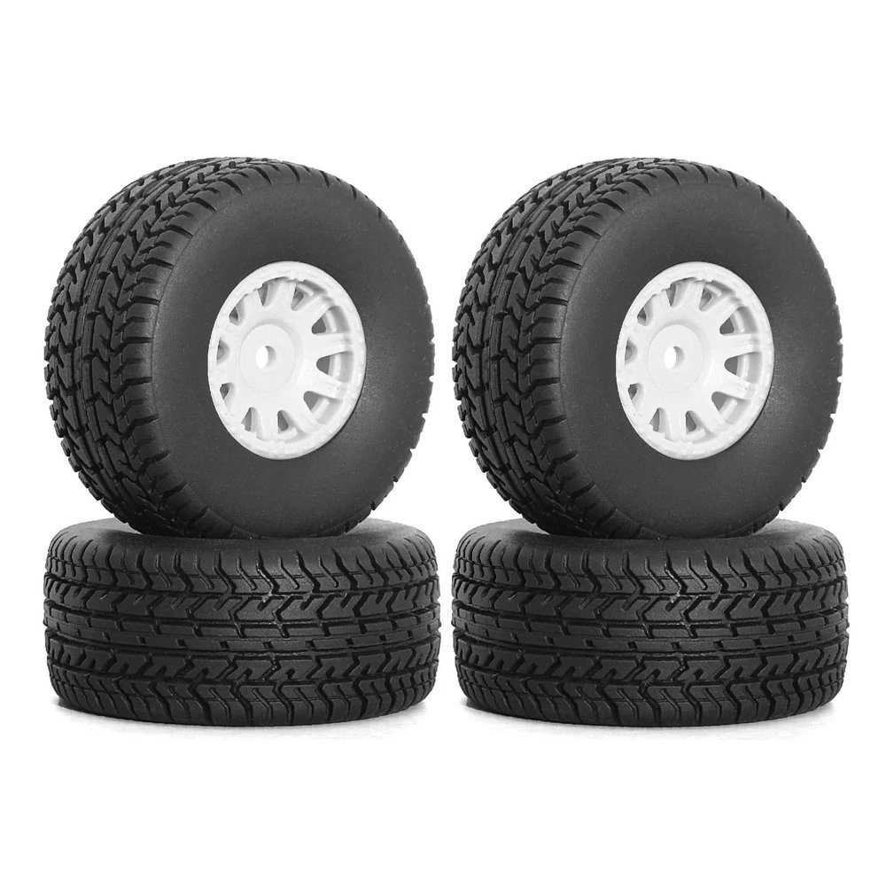4pcs 65mm Rubber Tire Tyre 12mm Hex ARA550116 for Arrma 1/14 Mojave GROM RC Car Upgrade Parts Accessories(White)