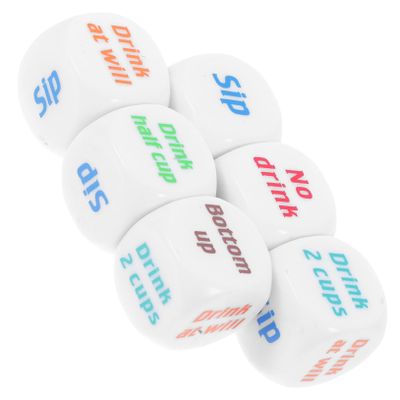 Abaodam 6pcs Acrylic Dice Drinking Game Party Dice for Bars Ktv Bachelorette Parties Easy to Learn Fun for Ages