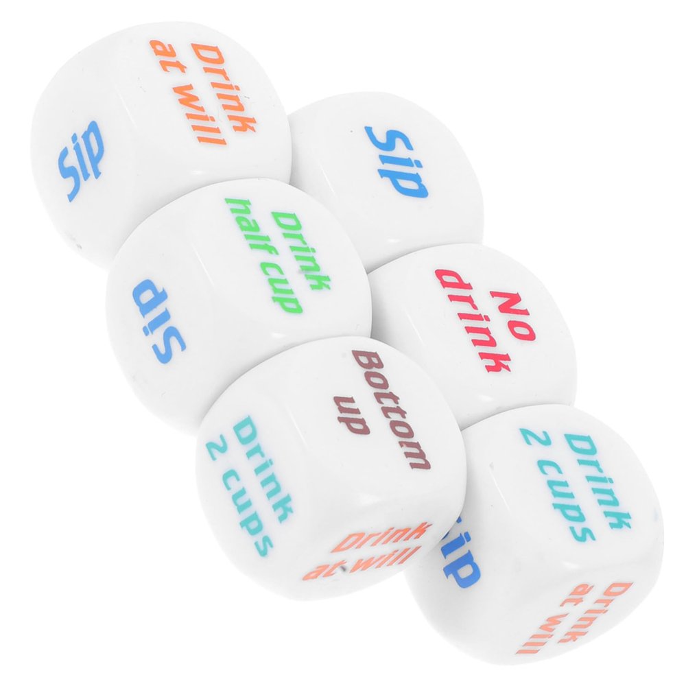Abaodam 6pcs Acrylic Dice Drinking Game Party Dice for Bars Ktv Bachelorette Parties Easy to Learn Fun for Ages