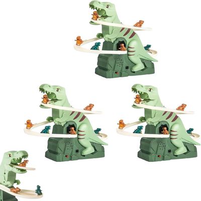 Dinosaur Climbing Slide Music Toy,Electric Dinosaur Climbing Stairs Toys, , Electric Race Track Game Fun Slide Roller Coaster Toy (3 pcs)