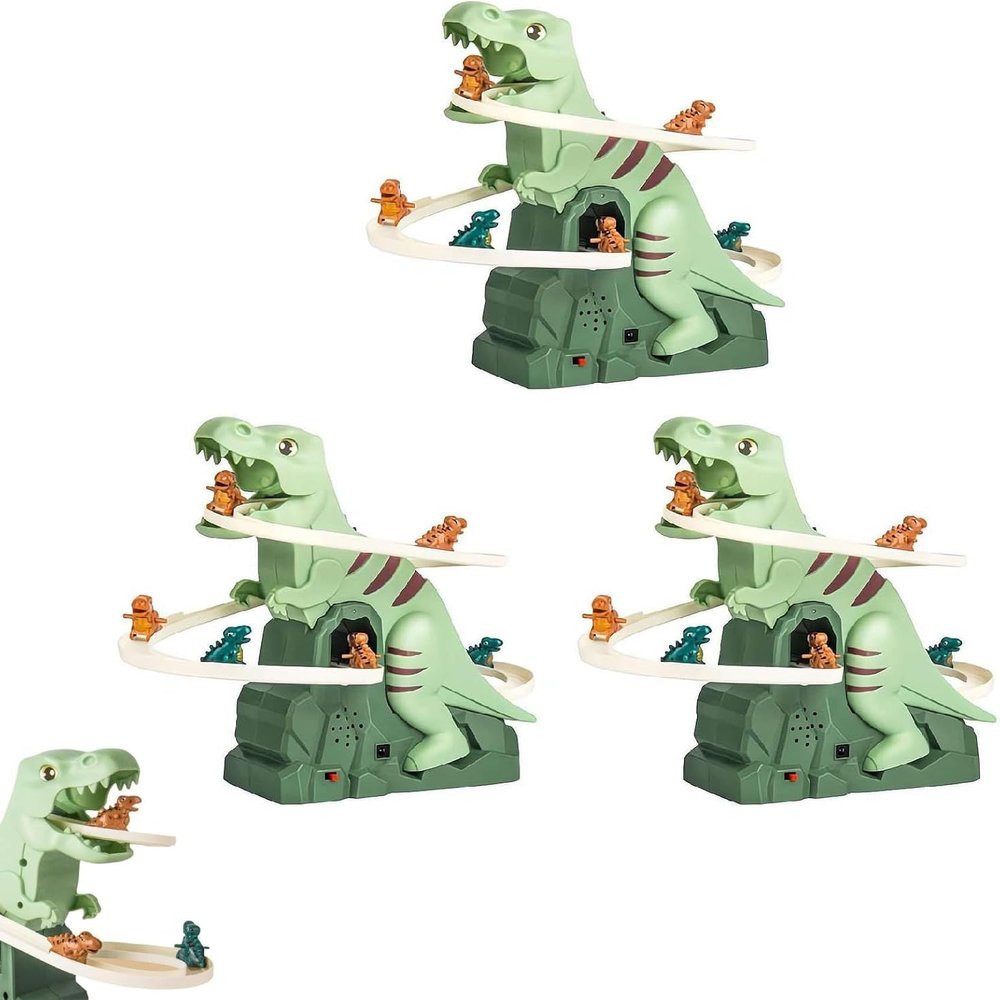 Dinosaur Climbing Slide Music Toy,Electric Dinosaur Climbing Stairs Toys, , Electric Race Track Game Fun Slide Roller Coaster Toy (3 pcs)