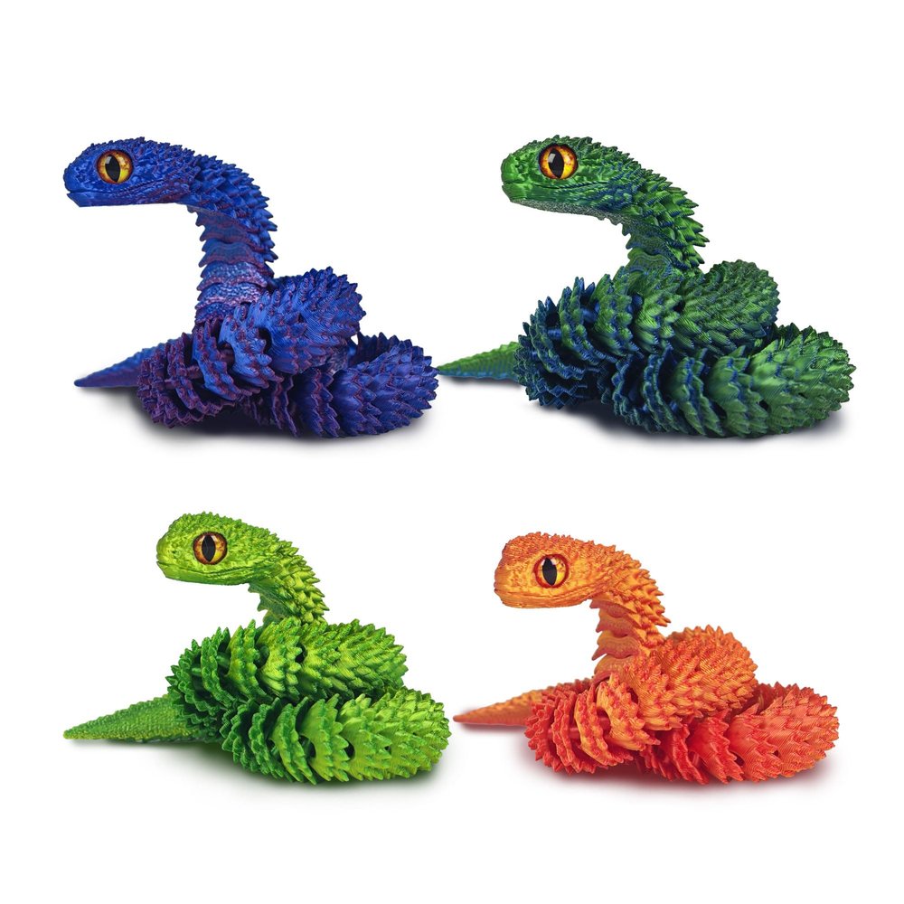 LifeBeWise 4PCS 3D Printed Snake Fidget Toy, 3D Printed Animals, 12 Inch Articulated 3D Printed Crystal Anaconda for Relaxing and Anxiety ReliefHalloween Decor, Christmas Toy 2025