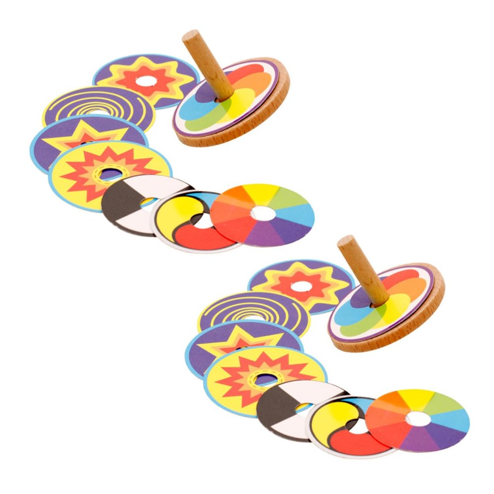 BESPORTBLE 2sets Educational Wooden Gyroscope Toys Spinning Tops for Two Boys and Girls Gyroscope Games