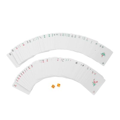 Abaodam 1set Mahjong Card Dice Portable Travel Poker Game Lightweight Material for Handheld Chinese Style Mahjong