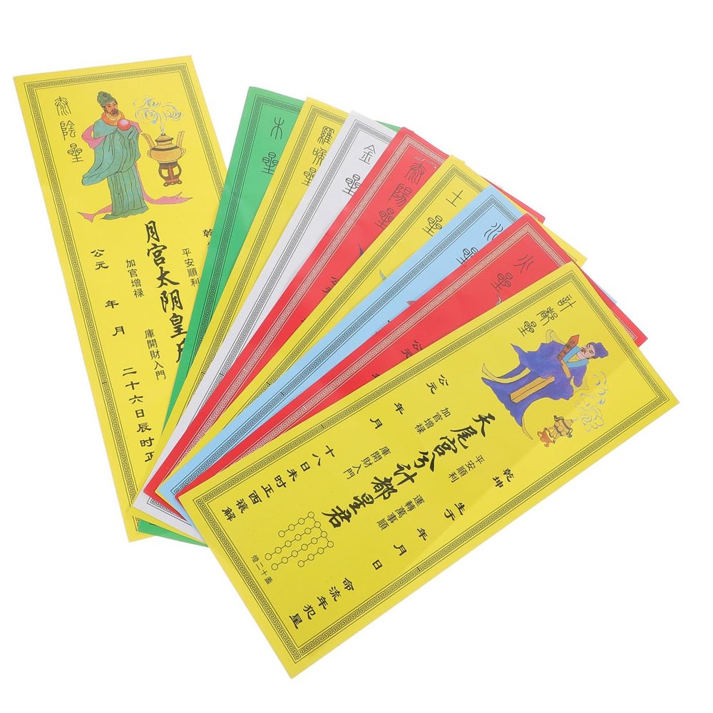 Angoily 9pcs Chinese Tai Amulet Cards for Feng Shui Auspicious Plaque Cards for Lightweight and Portable Design for Enhancement
