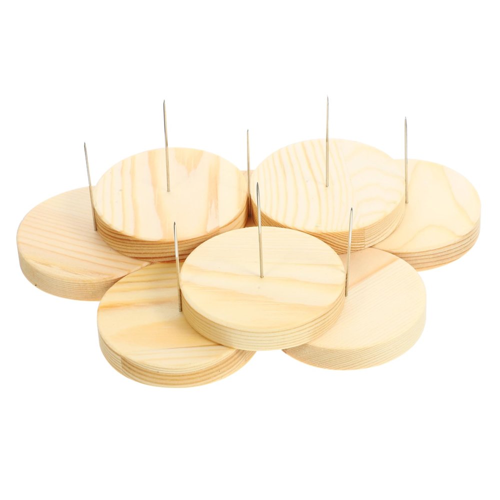 Angoily 8pcs Crafted Wooden Base Wool Felt Stand Doll Display Rack Holder Plushies Storage