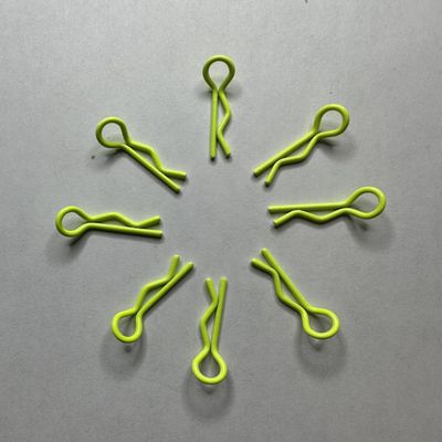Hobby Bolts Deep Color RC Body Clips, Yellow, 8-Pack, for 1/10 Scale Radio Control Vehicles. Angled Loop Bent R Design