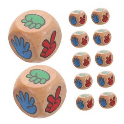 Abaodam 12pcs Wooden Rock Scissors Dice Fun Interactive Game for Family Gatherings Parties and Bars Portable Sided Dices for All Ages