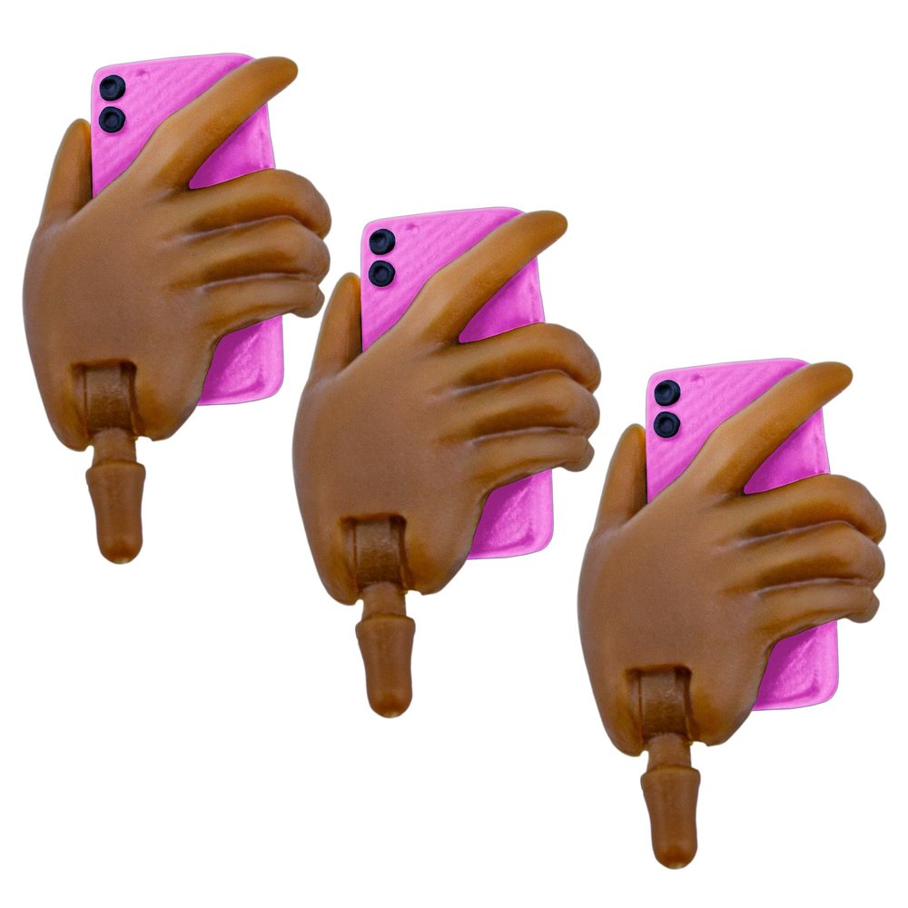 Cell Phone Accessory Hand for Figures Toy Company Ultimate 4.25 Inch Figures [Black Skin Pink Phone] (Set of Three)