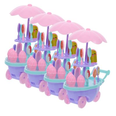 Milisten 4pcs Boy Girl Cream Cart Toy Grocery Shopping Cart for Pretend Role-Playing Accessory for Boys and Girls