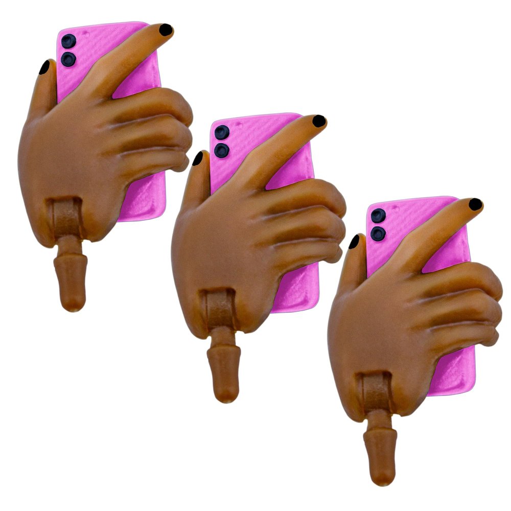 Cell Phone Accessory Hand for Figures Toy Company Ultimate 6 Inch Female Figures [Black Skin Pink Phone] (Set of Three)