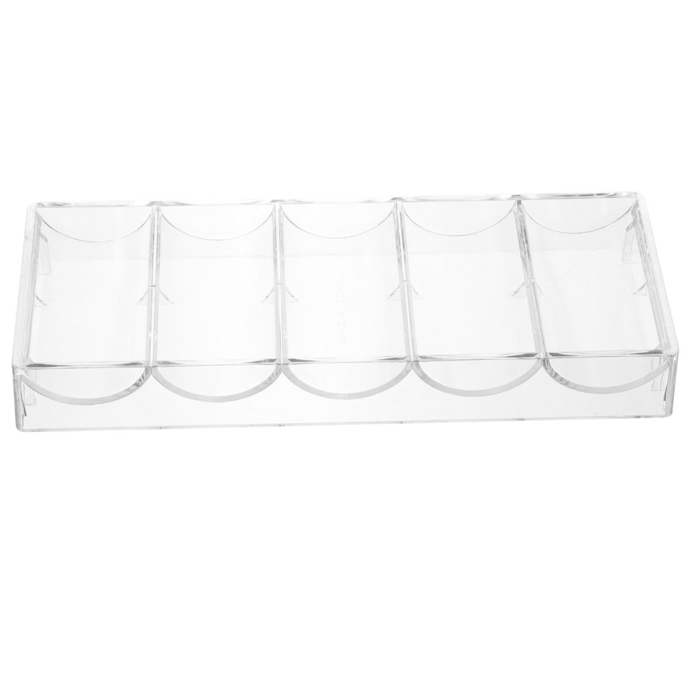 DECHOUS 5-Compartment Poker Chip Holder Tray Multi-Function Storage Organizer for Poker Chips Portable and Wear-Resistant Acrylic Case for Gaming Sessions