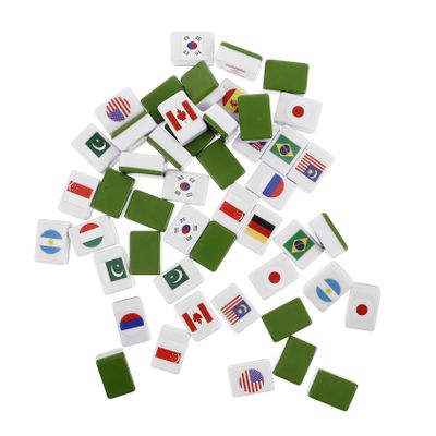 Abaodam 48pcs National Flag Mahjong Game Set Family Fun Diverse Game Modes for Parties and Picnics Complete Mahjong Tiles Set Unique Design for Endless Entertainment
