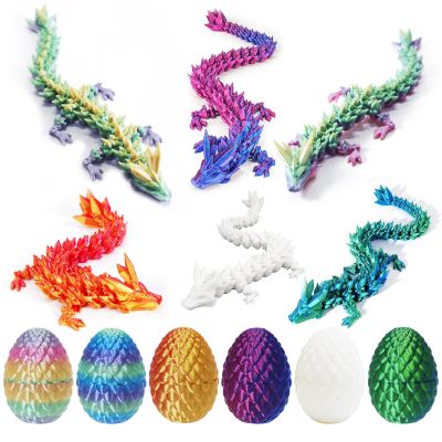 6pack 3D Printed Dragon Egg with Dragon Inside,Mini Crystal Dragon Fidget Toy, Surprise 3D Printed Animals Toy (6 Pack)